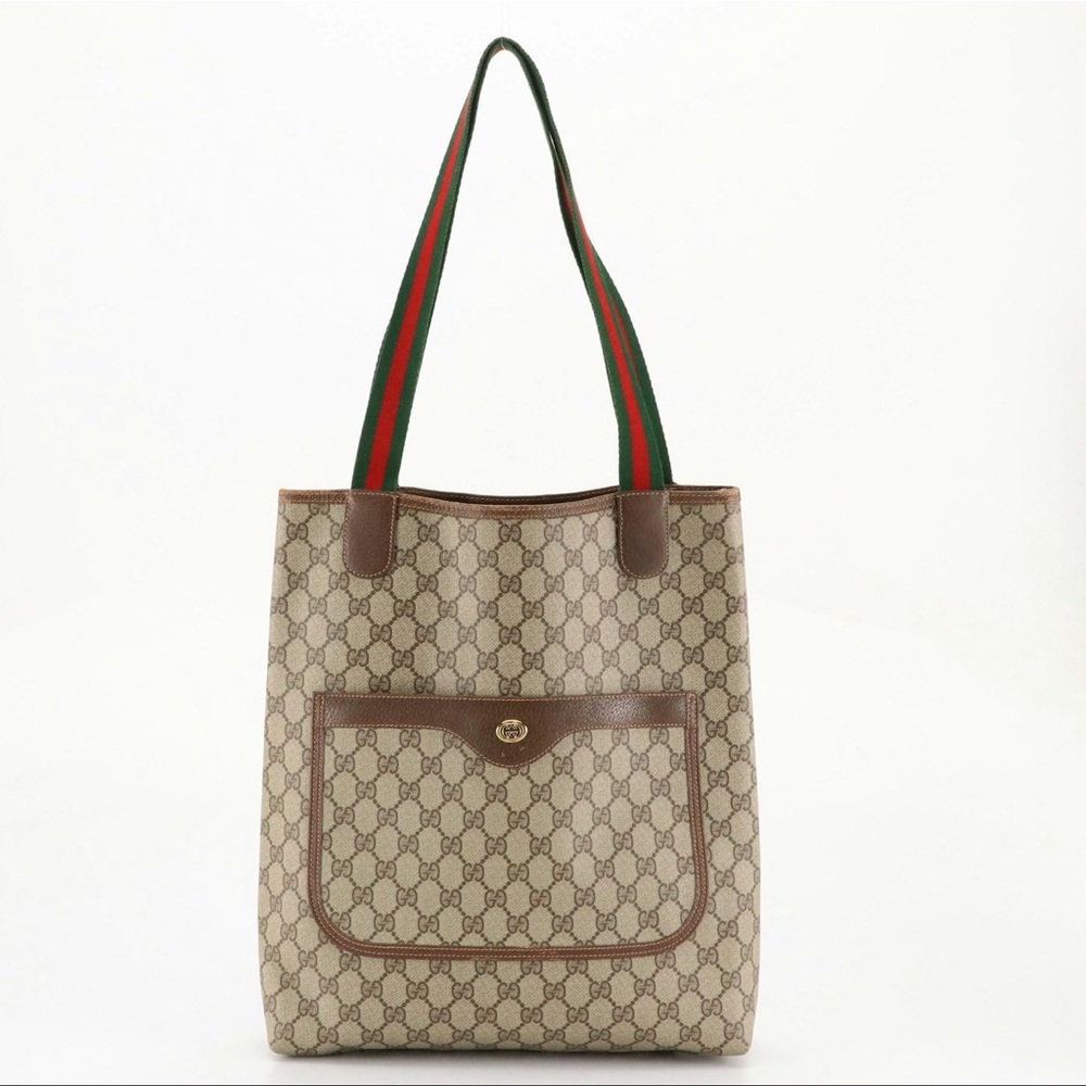 Gucci Cream and Brown Monogram Tote